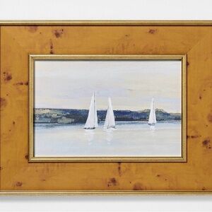 studio mcgee threshold sailboat wall art 18x14 burl wood frame NEW